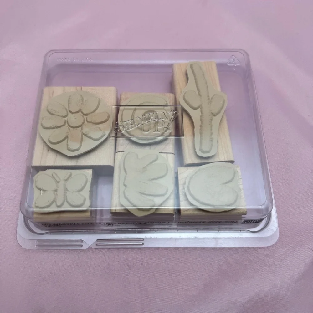 Stampin’ Up! Painted Garden Stamp Set of 6 🌸 Butterfly Flower Heart Spiral